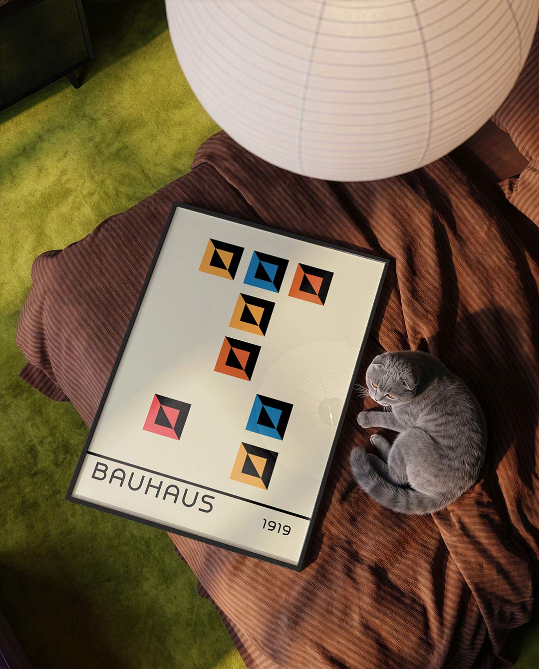 Kleurvlakken en lijnen – moderne Bauhaus wandkunst als poster
