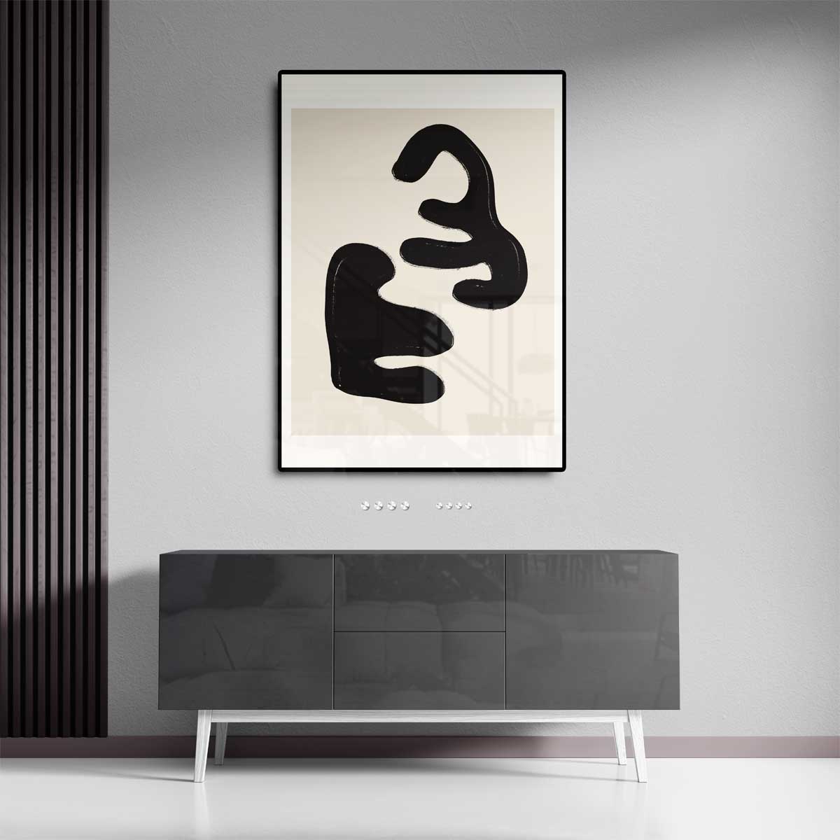Organische Vormen in Zwart – staand kunstwerk voor modern interieur