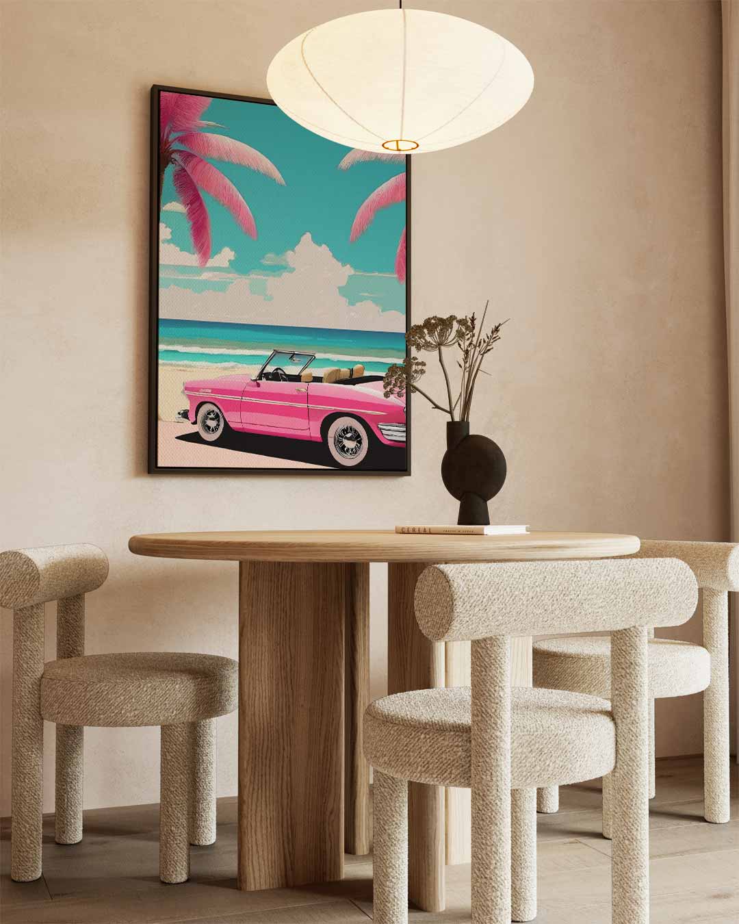 Retro Zomer Droom – kunstwerk met zwarte baklijst