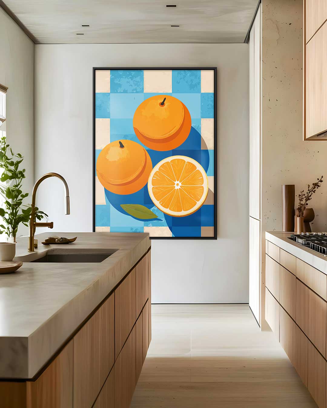 Oranje Frisse Stilleven – staand kunstwerk voor modern interieur