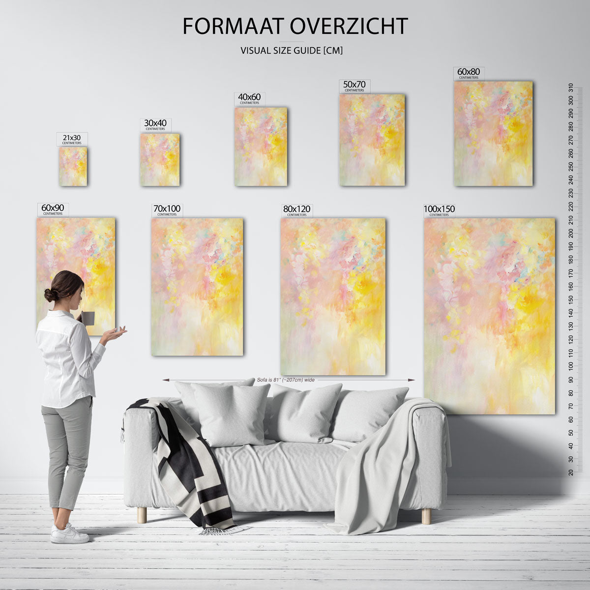 Pastel bloemen – staande muurposter met kleurrijke abstracte vormen