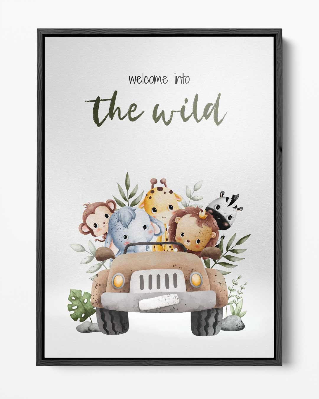 Welkom in de Jungle Kinderkamer Poster – portret kunstwerk als wanddecoratie