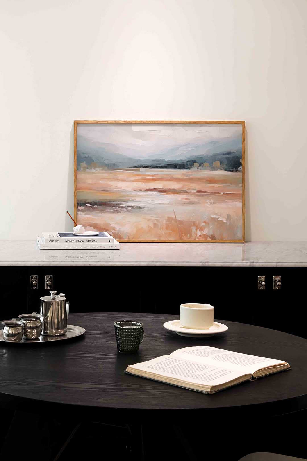 Landschap in zachte tinten – abstracte poster in liggend formaat