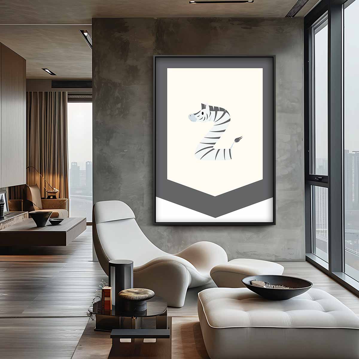 Zebra Alfabet Kunstwerk – canvas wanddecoratie in portret formaat