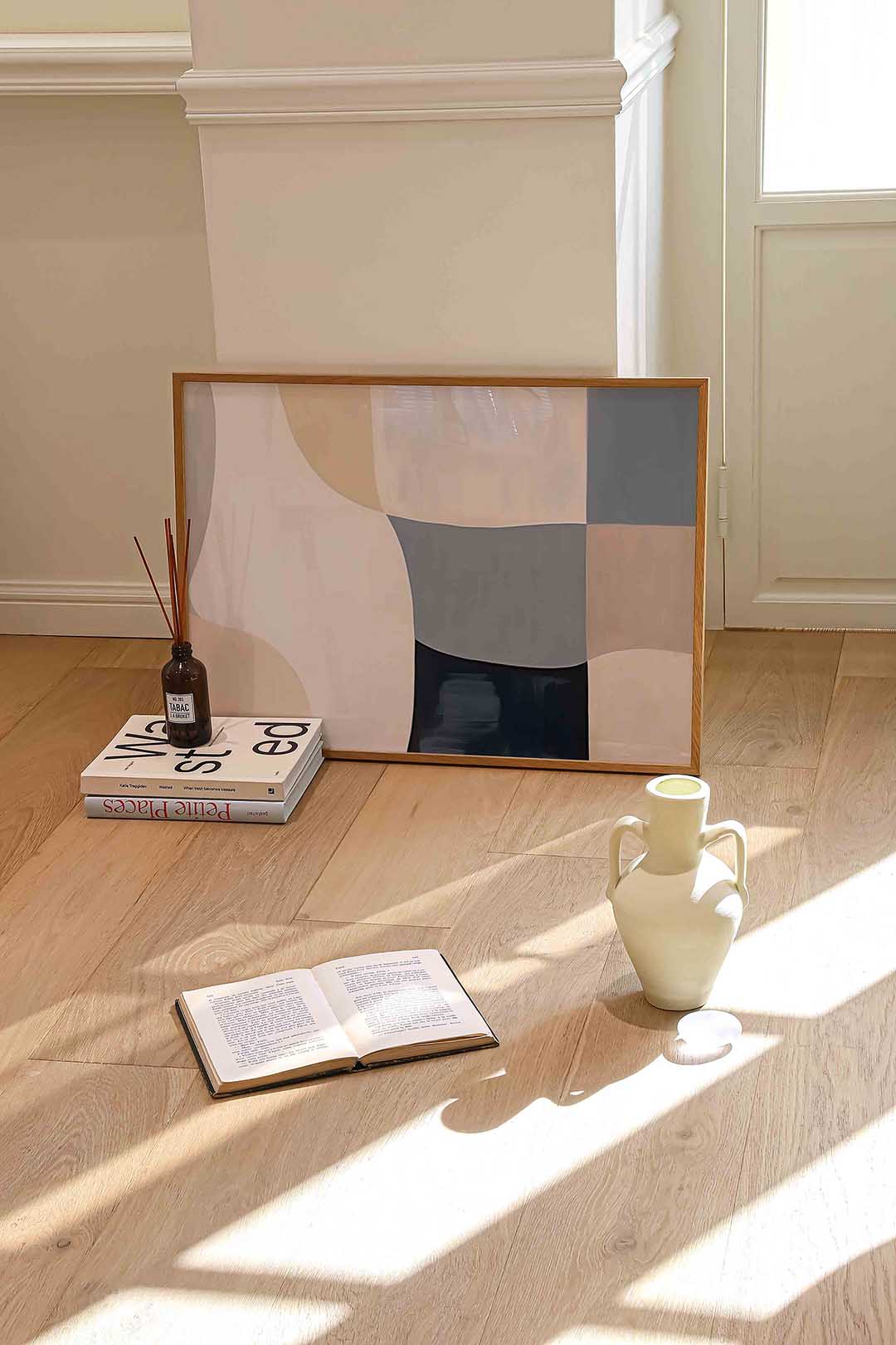 Abstracte vormen – liggende kleurrijke abstracte wanddecoratie van WallArtistic