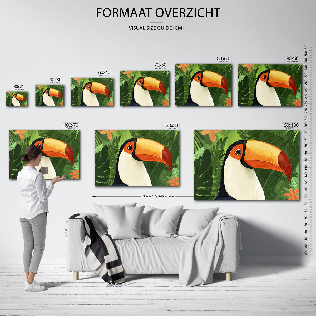 Tropische toekan – liggende muurposter met dierenthema