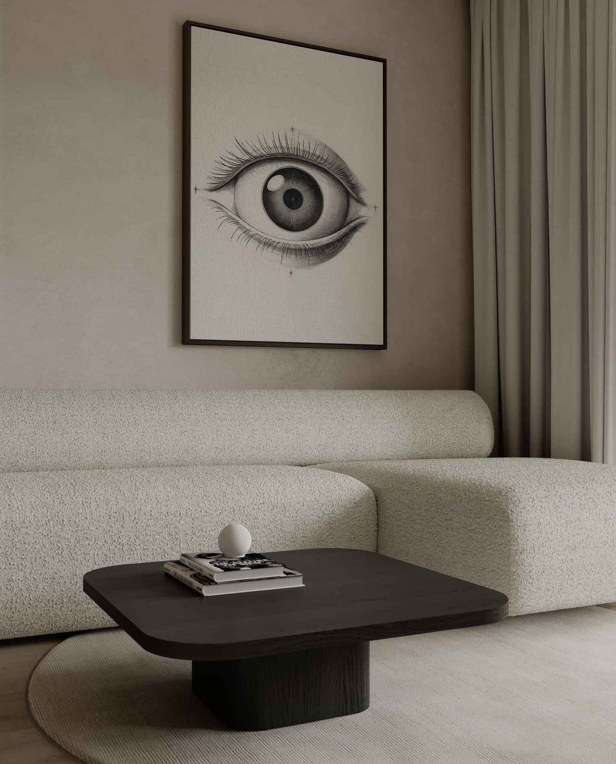 Intrigerend Potloodtekening Oog – canvas wanddecoratie in portret formaat