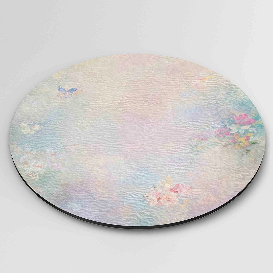 Vlinders en bloemen – moderne ronde wanddecoratie van WallArtistic