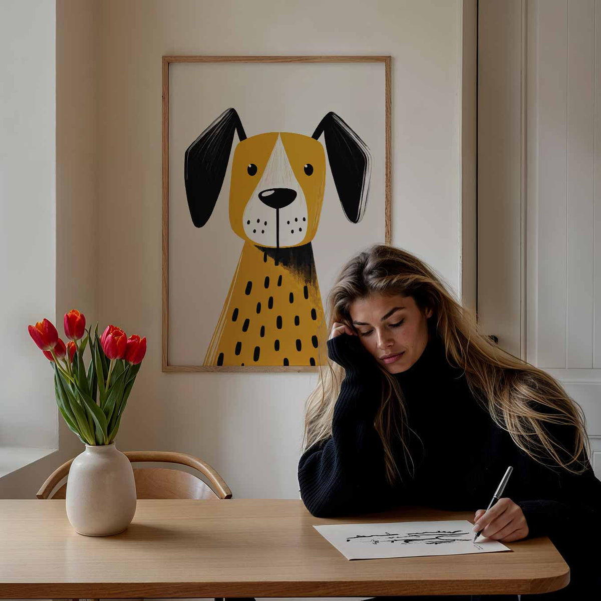 Schattige Hond Illustratie – staande muurposter voor de kinderkamer