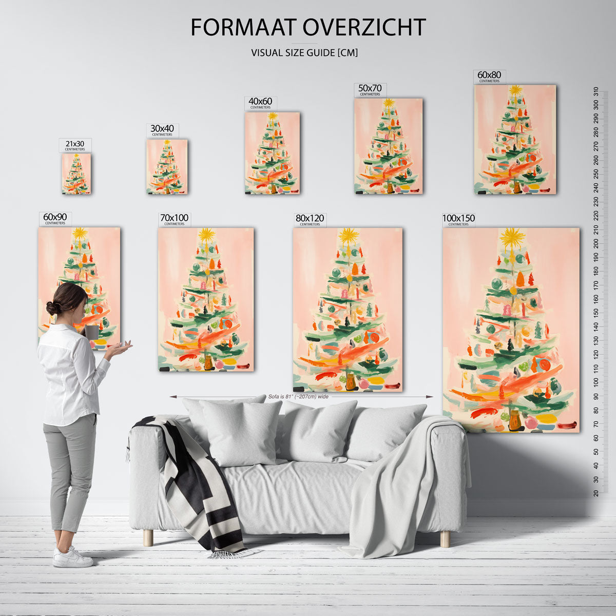 Kerstboom met decoraties – staande muurposter voor kerst