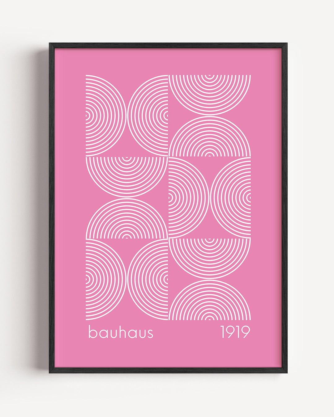 Cirkelritme roze – staande Bauhaus poster als wanddecoratie