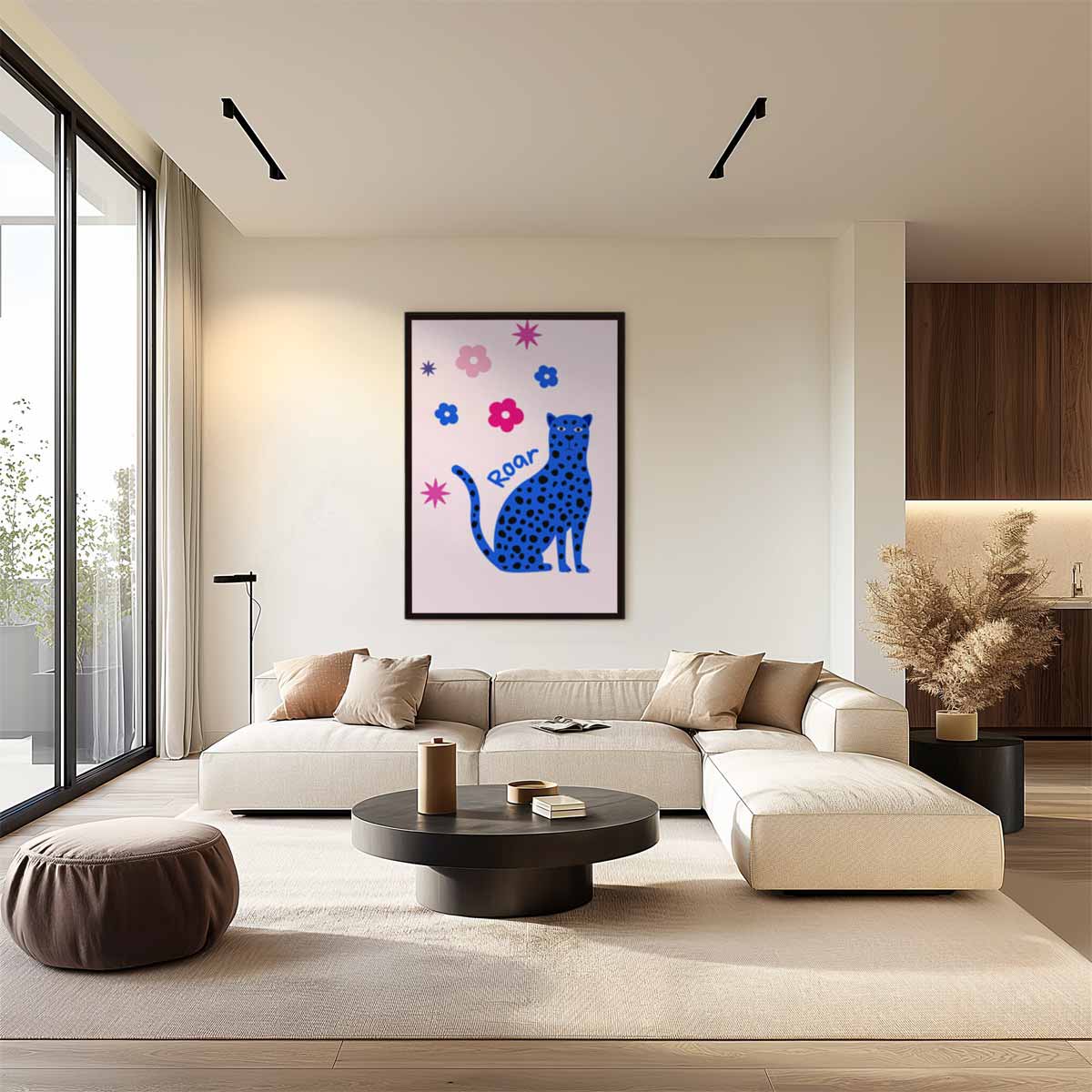 Speelse Luipaard Illustratie – staand kunstwerk voor modern interieur