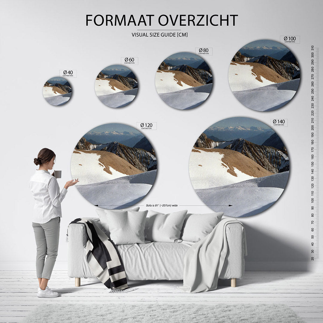 Berglandschap – ronde wanddecoratie met fotografie