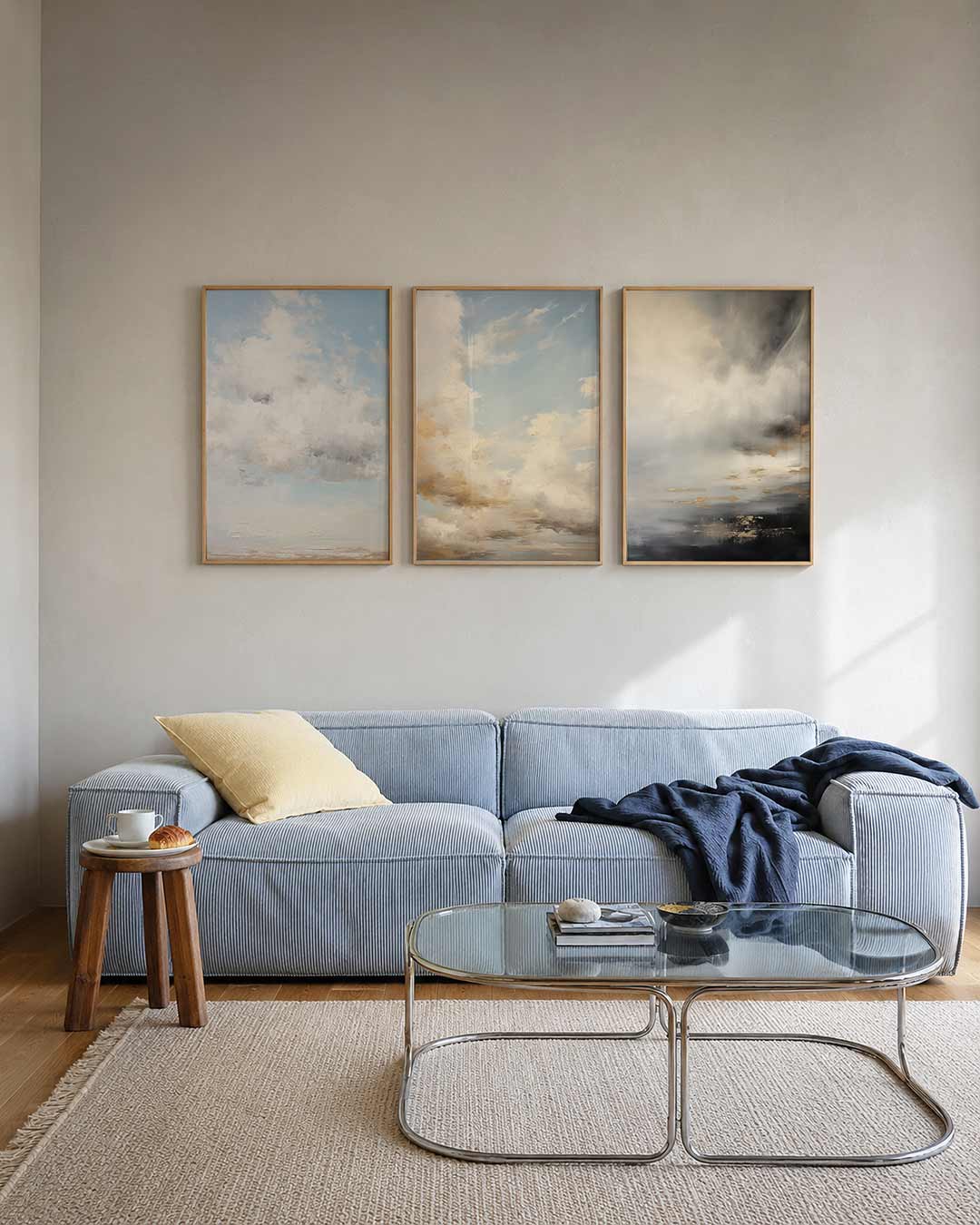 Wolkenspel en lucht posterset – tweede productweergave – deze posterset in drie delen toont een luchtige compositie