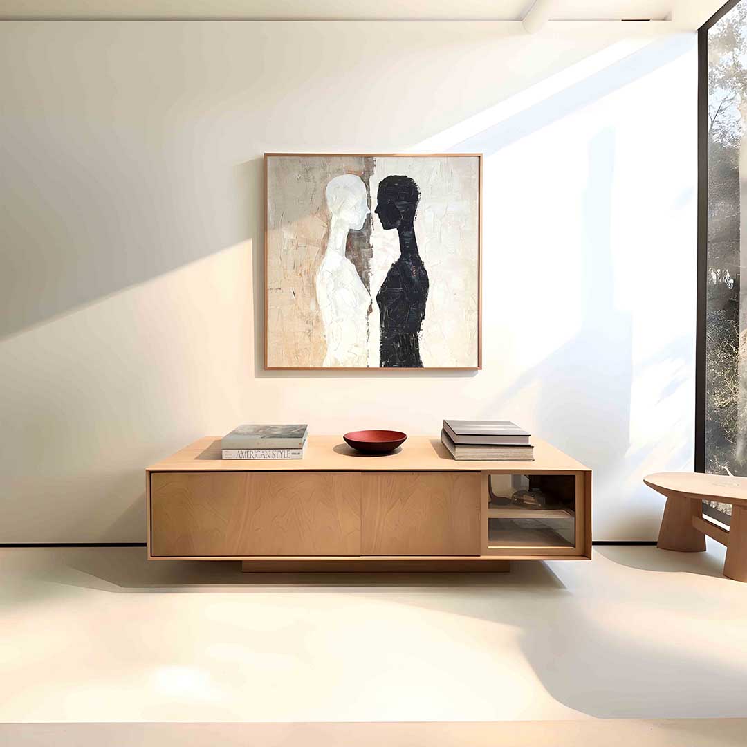Twee silhouetten – vierkante abstracte wanddecoratie van WallArtistic
