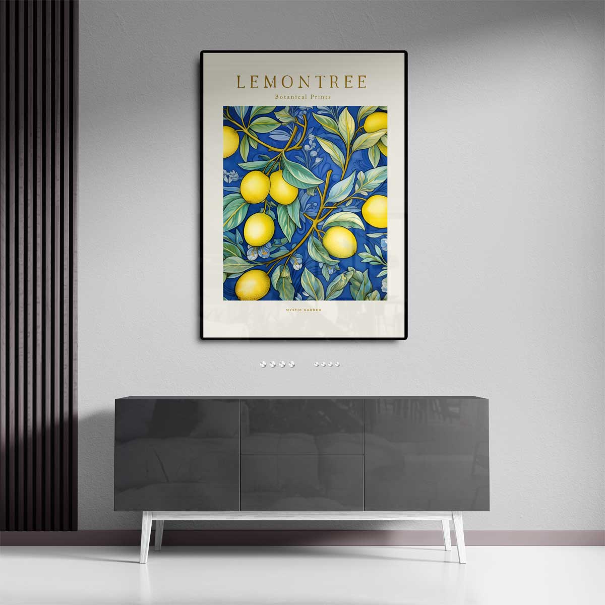Citroenboom Botanische Print – dibond wanddecoratie in staand formaat