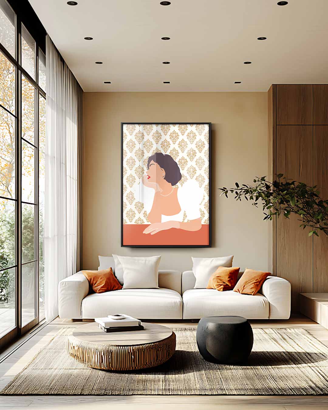 Dromerige Retro Dame – staand kunstwerk voor modern interieur