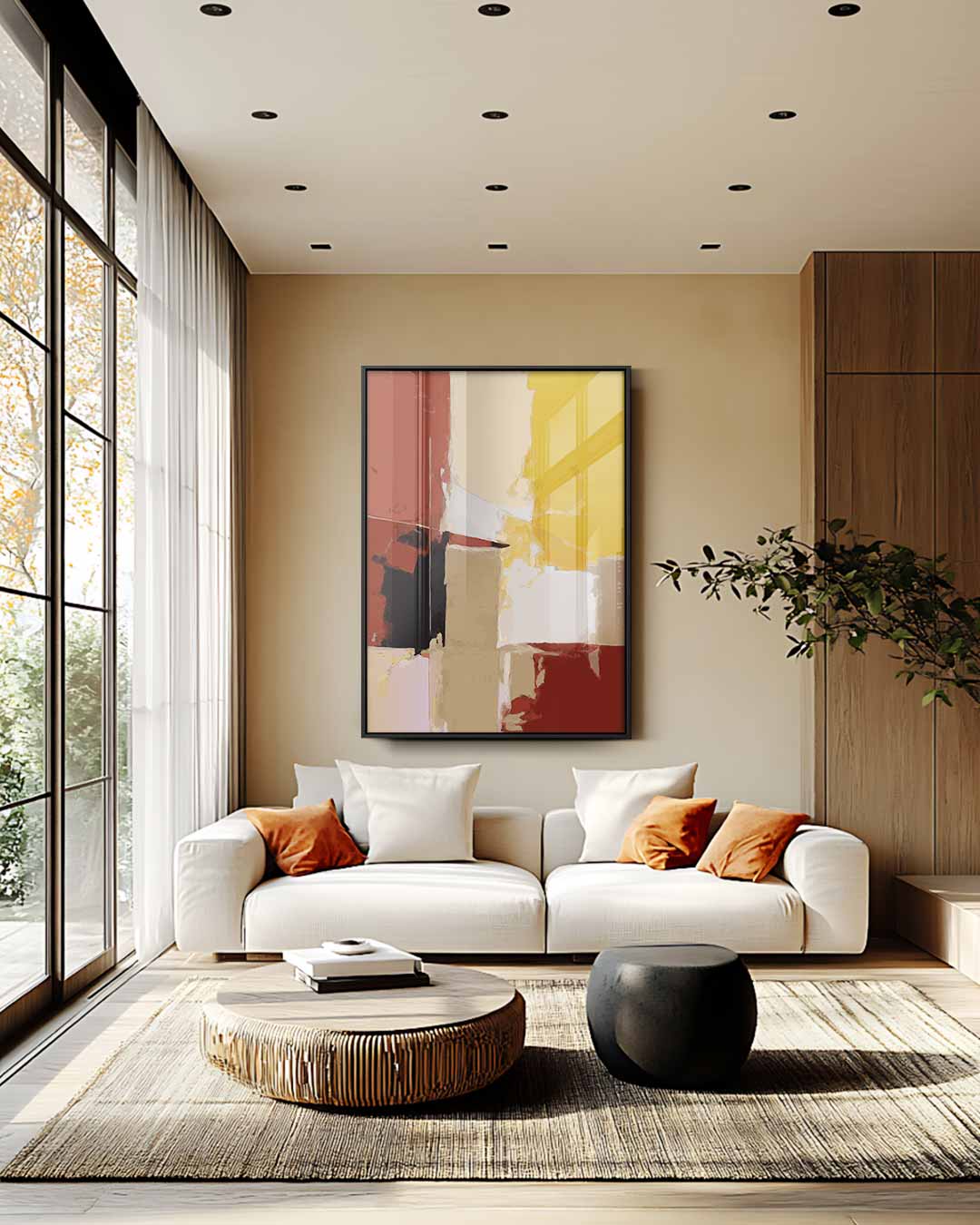 Abstracte Harmonie – staande wandkunst voor woonkamer of interieur