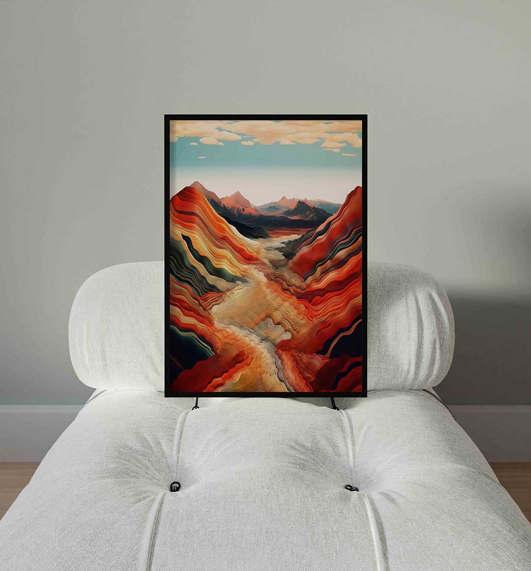 Golvende bergen – staande surrealistische wanddecoratie van WallArtistic
