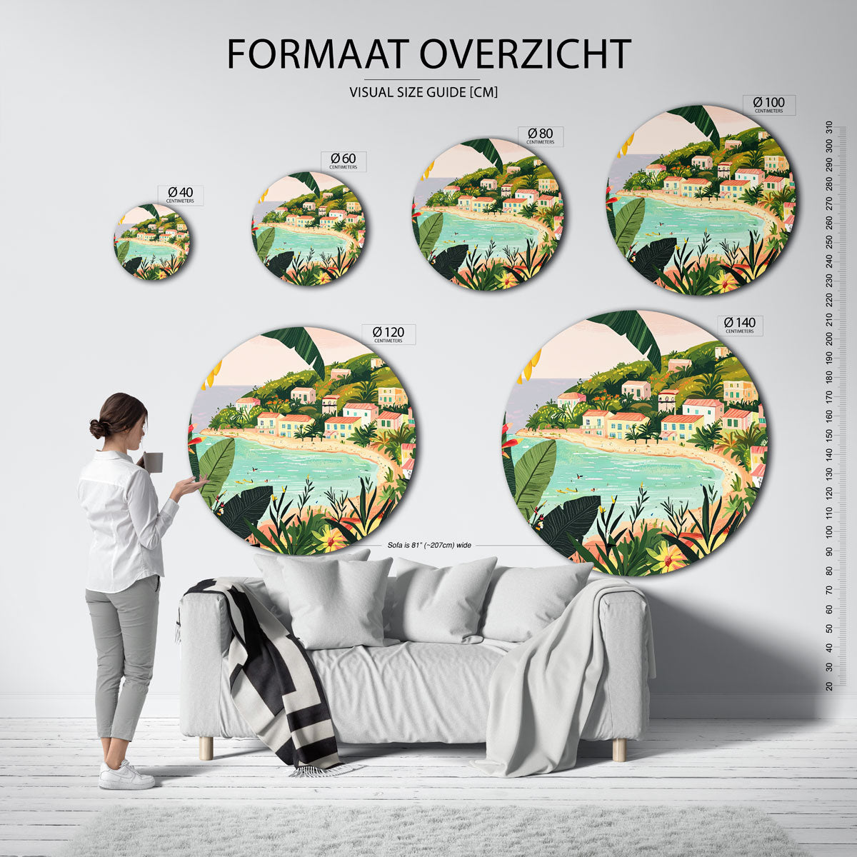 Tropische baai – portret wandkunst als muurcirkel van WallArtistic