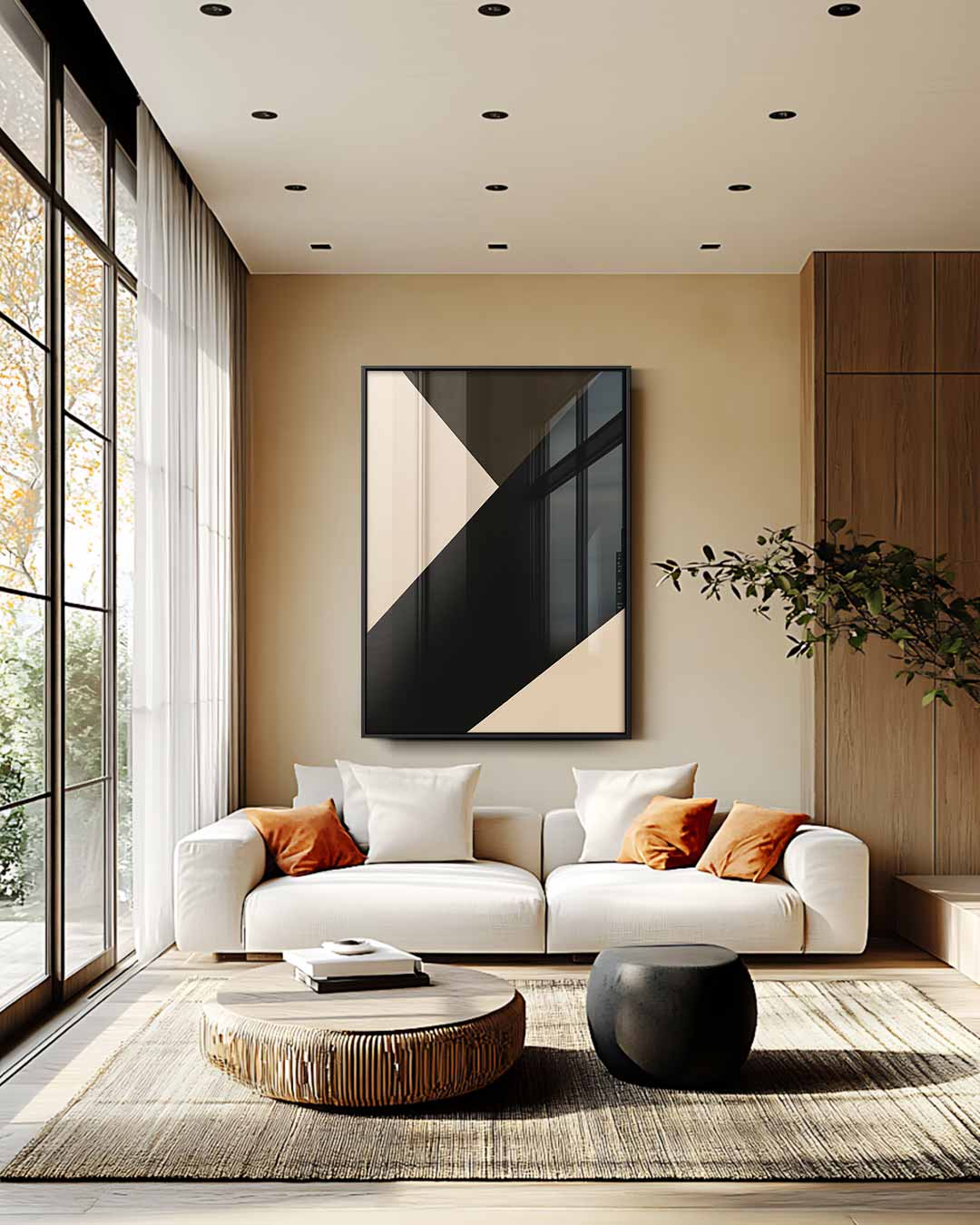 Gedurfde Abstracte Compositie – staande wandkunst voor woonkamer of interieur