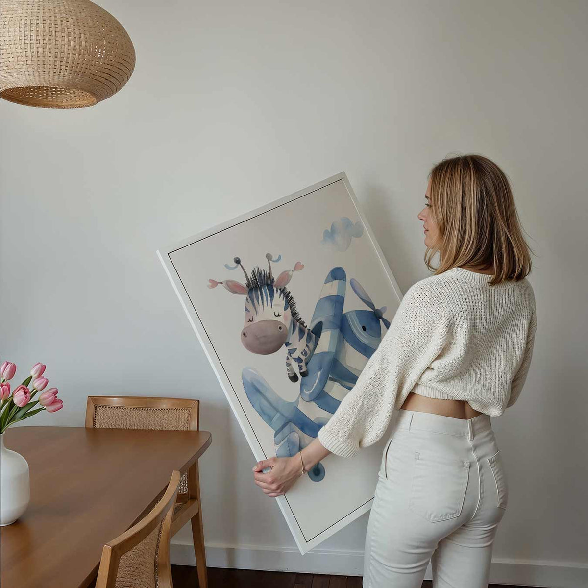 Dromerige Zebra Avonturen – kids poster als vrolijke staande wanddecoratie