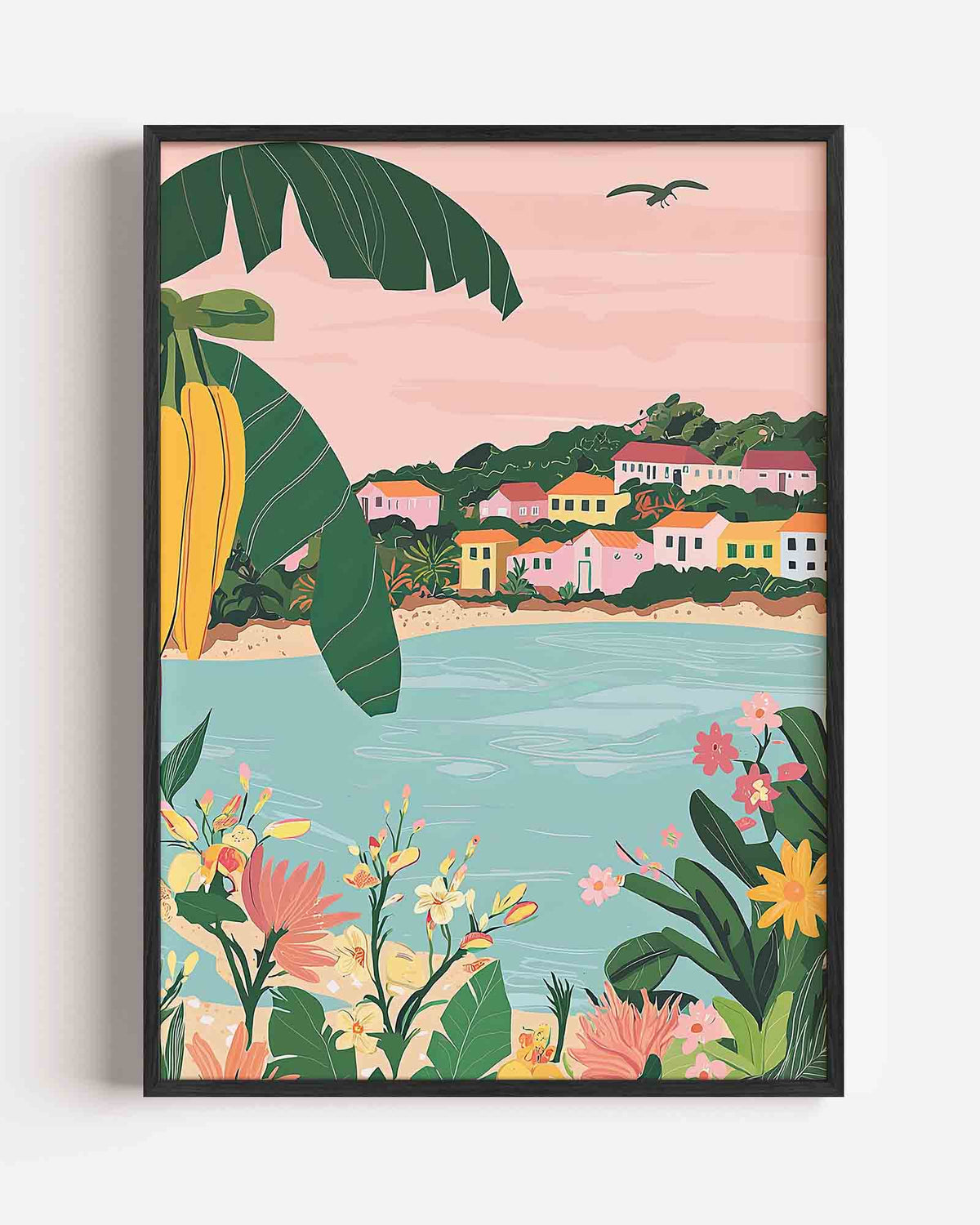 Tropisch landschap – hedendaagse illustratie portret poster als wanddecoratie