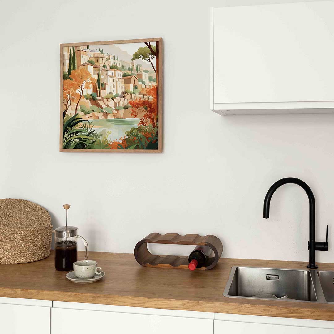 Mediterrane gebouwen – keukenposter in vierkant formaat
