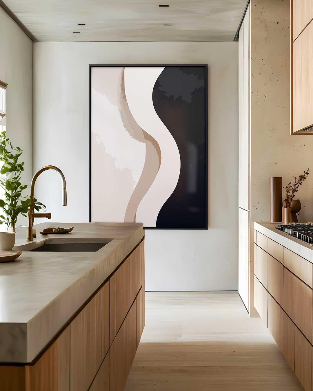 Golvende Abstractie – dibond wanddecoratie in staand formaat