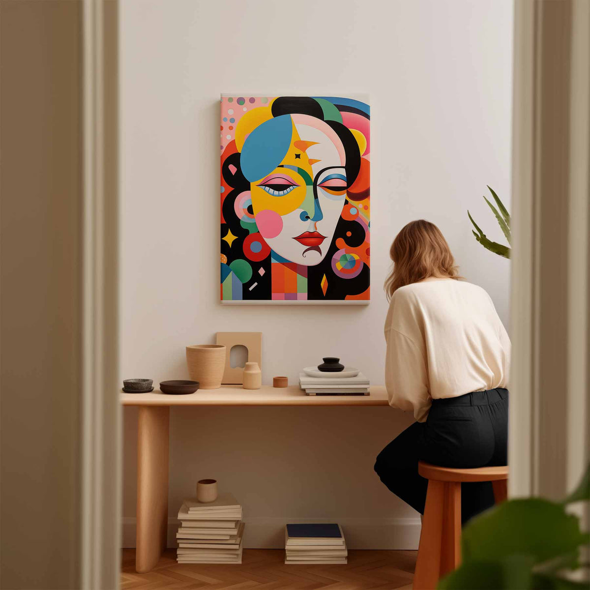 Kleurrijke Dromenportret – plexiglas wanddecoratie in portret formaat