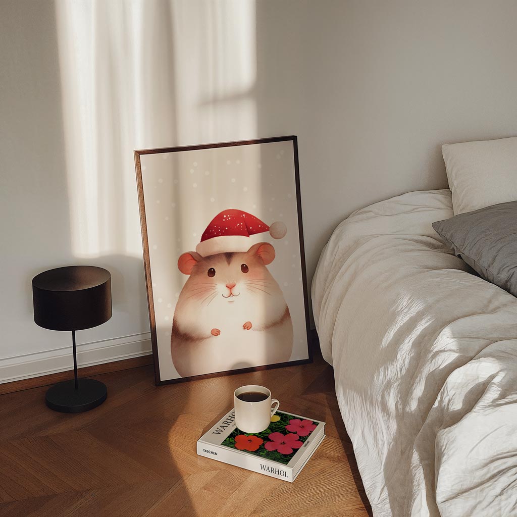 Schattige Kerst Hamster – kinderposter in staand formaat