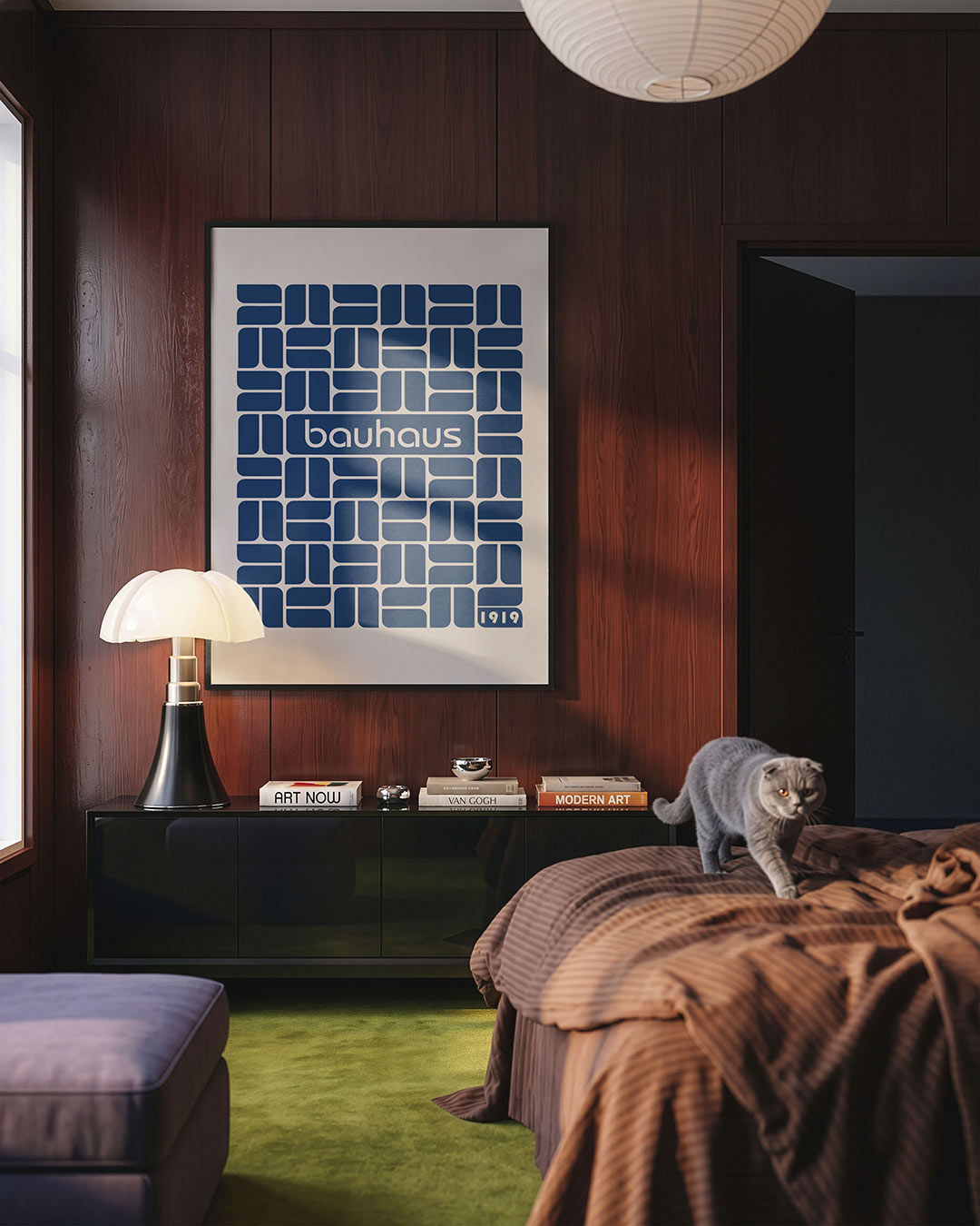 Vormritme en kleur – geometrische Bauhaus poster in staand formaat
