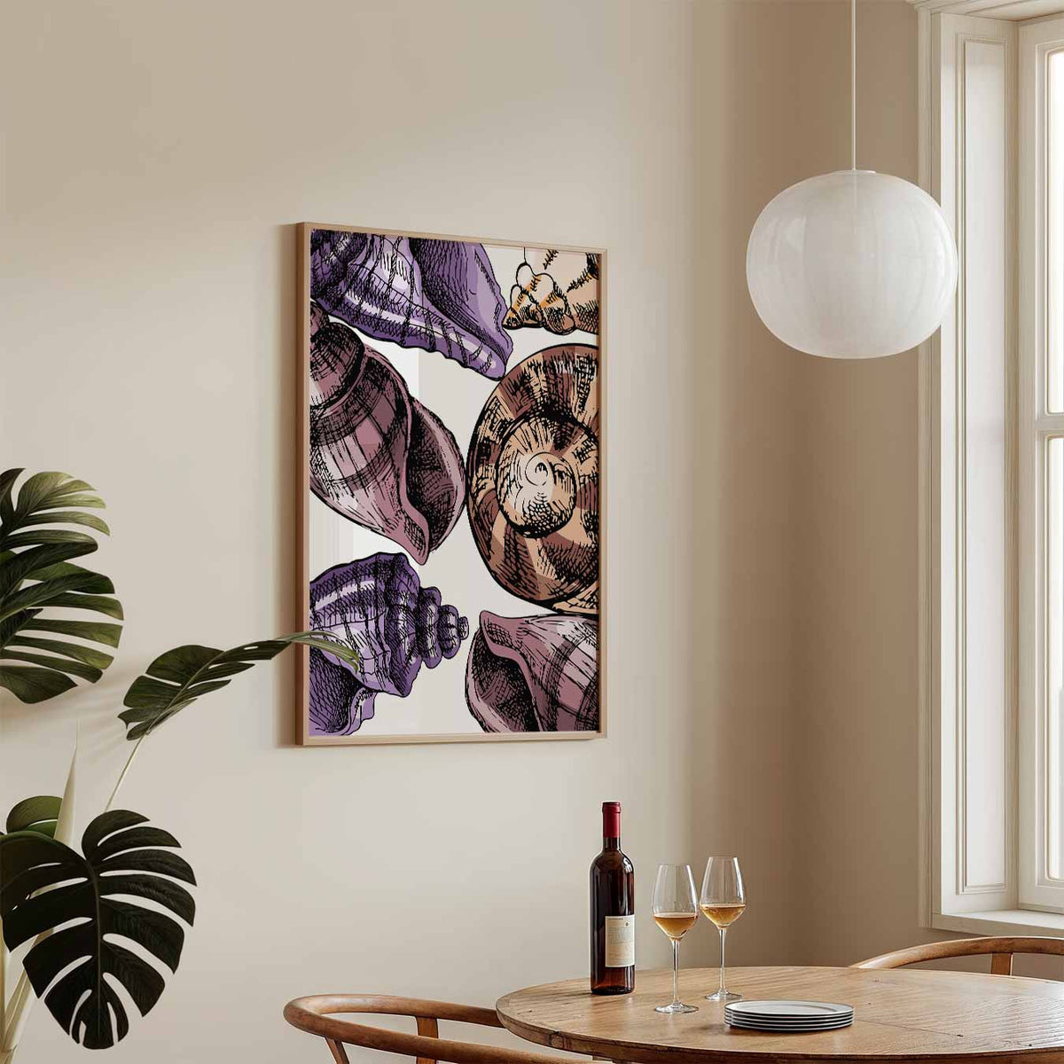 Schelpen in Stijl – zeedieren poster in staand formaat