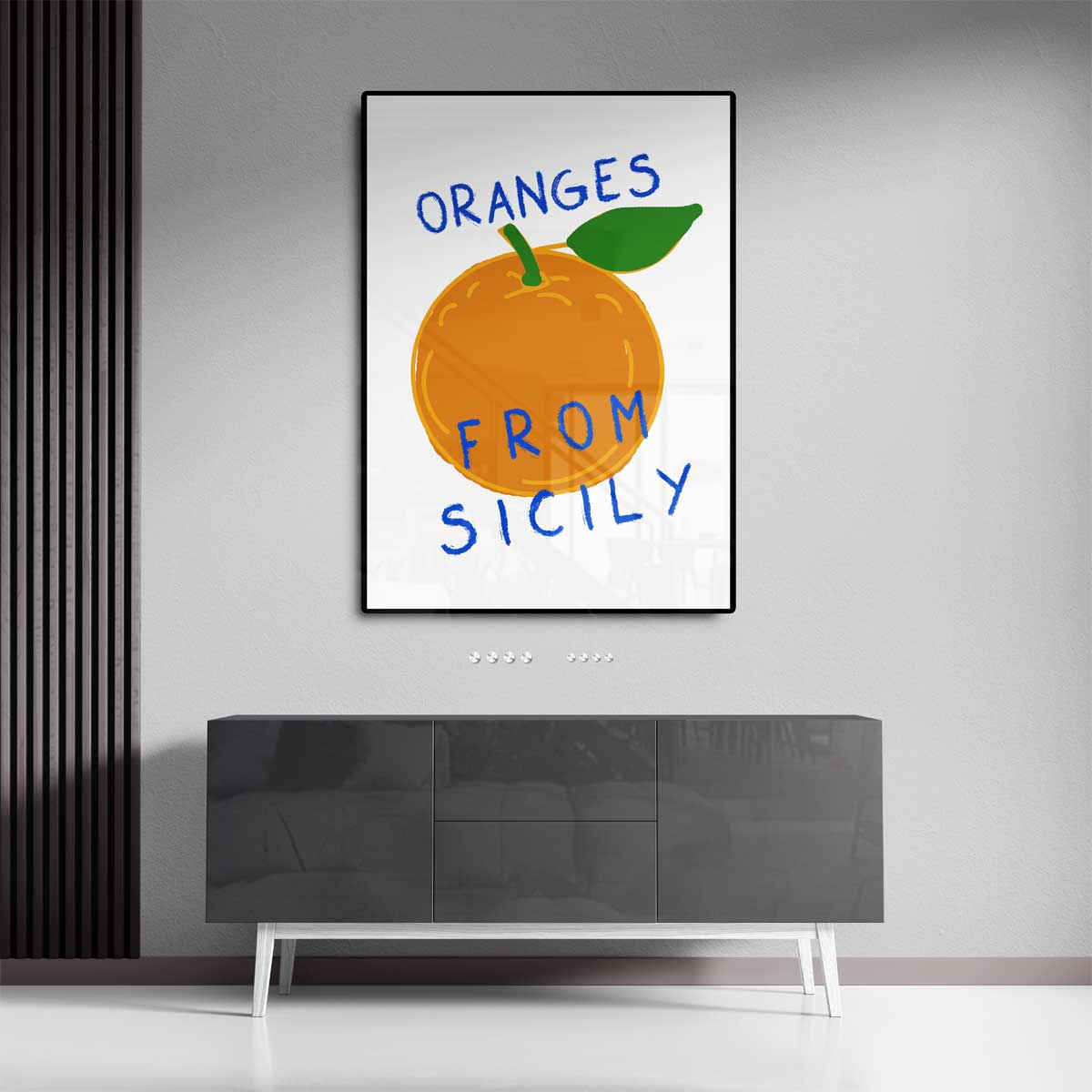 Zonnige Sicilië Sinaasappelprint – canvas kunstwerk als wanddecoratie