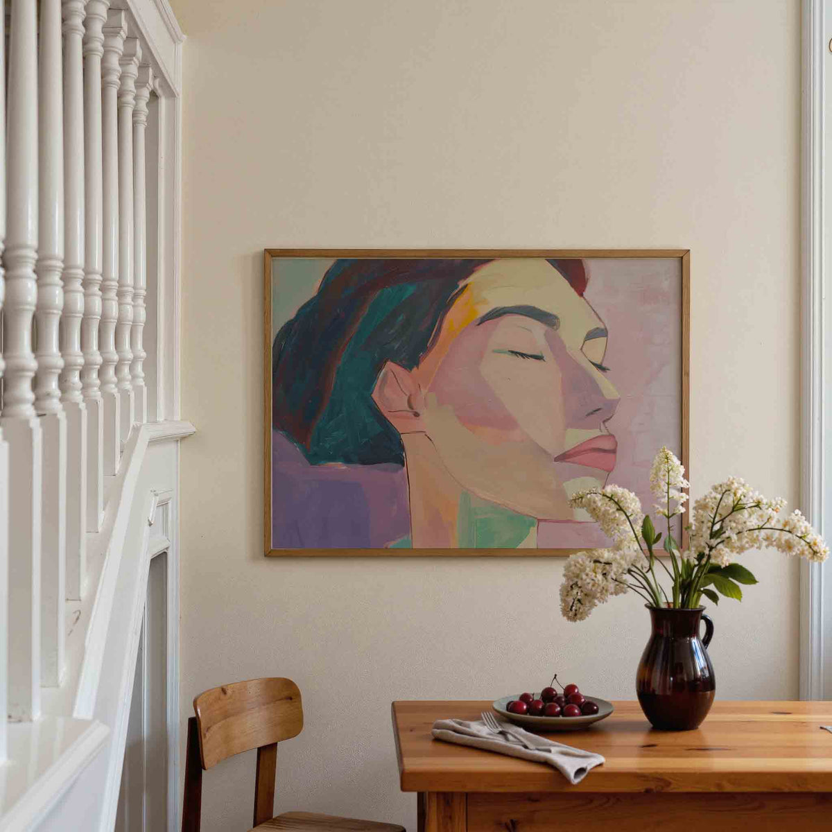 Portret in pastel – liggende illustratie poster als wanddecoratie