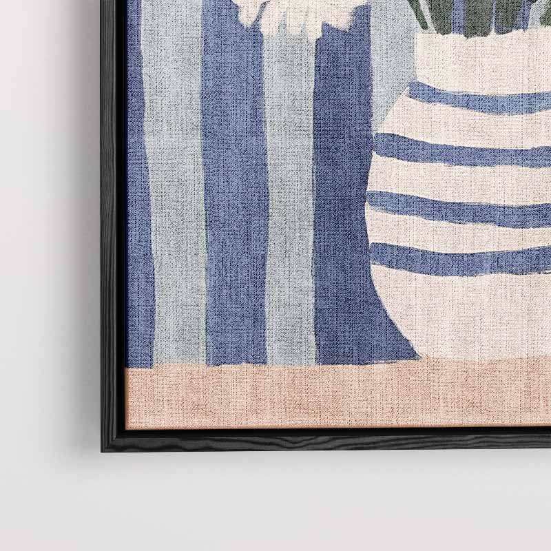 Bloemen in Blauwe Strepen – staand kunstwerk voor modern interieur