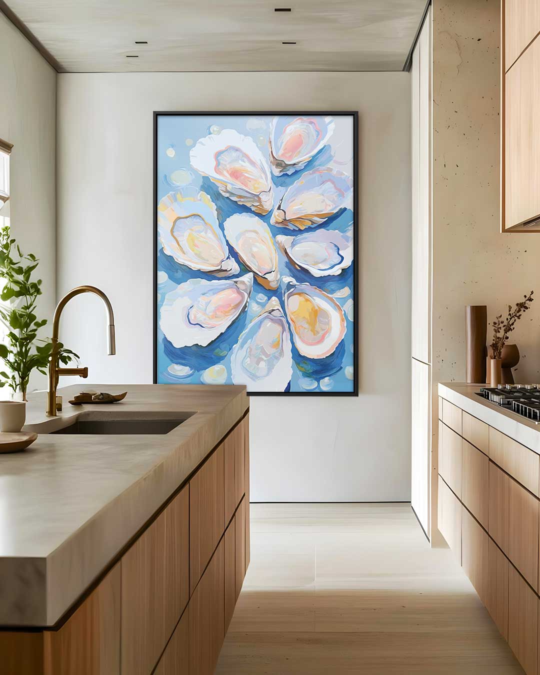 Oesters in Kunst – dibond wanddecoratie in staand formaat