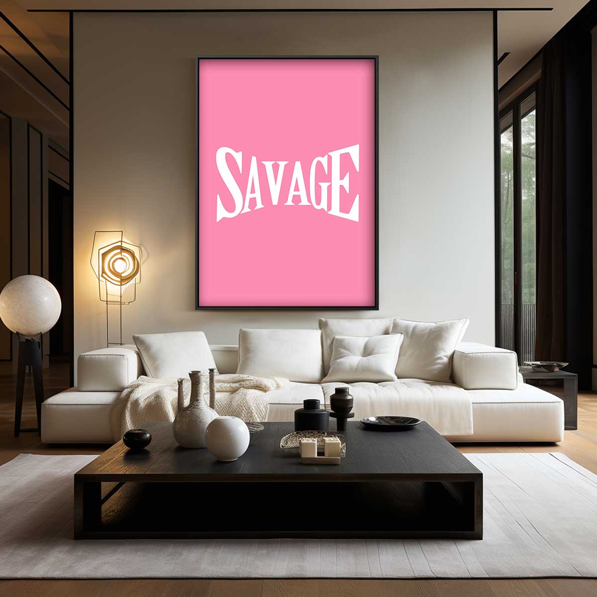 Gedurfde Typografie op Roze – canvas wanddecoratie in portret formaat