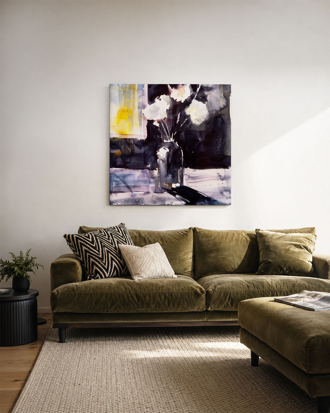 Expressieve bloemen kunstwerk – derde productweergave – dit kunstwerk toont een dynamische compositie van bloemen in een