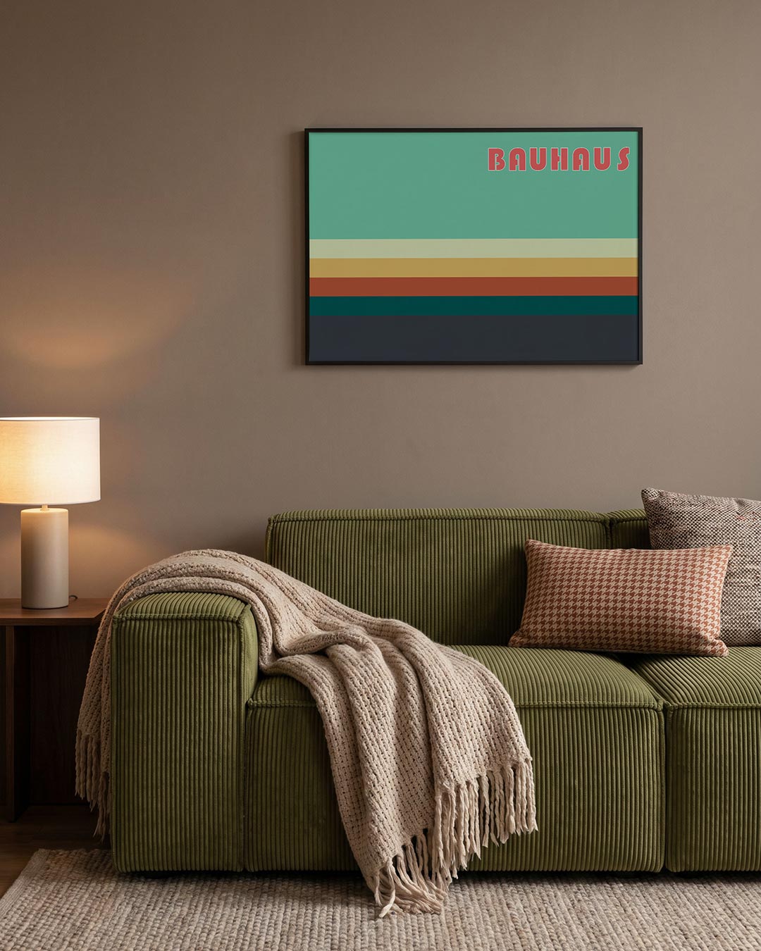 Horizontale kleurvlakken – geometrische Bauhaus poster in liggend formaat