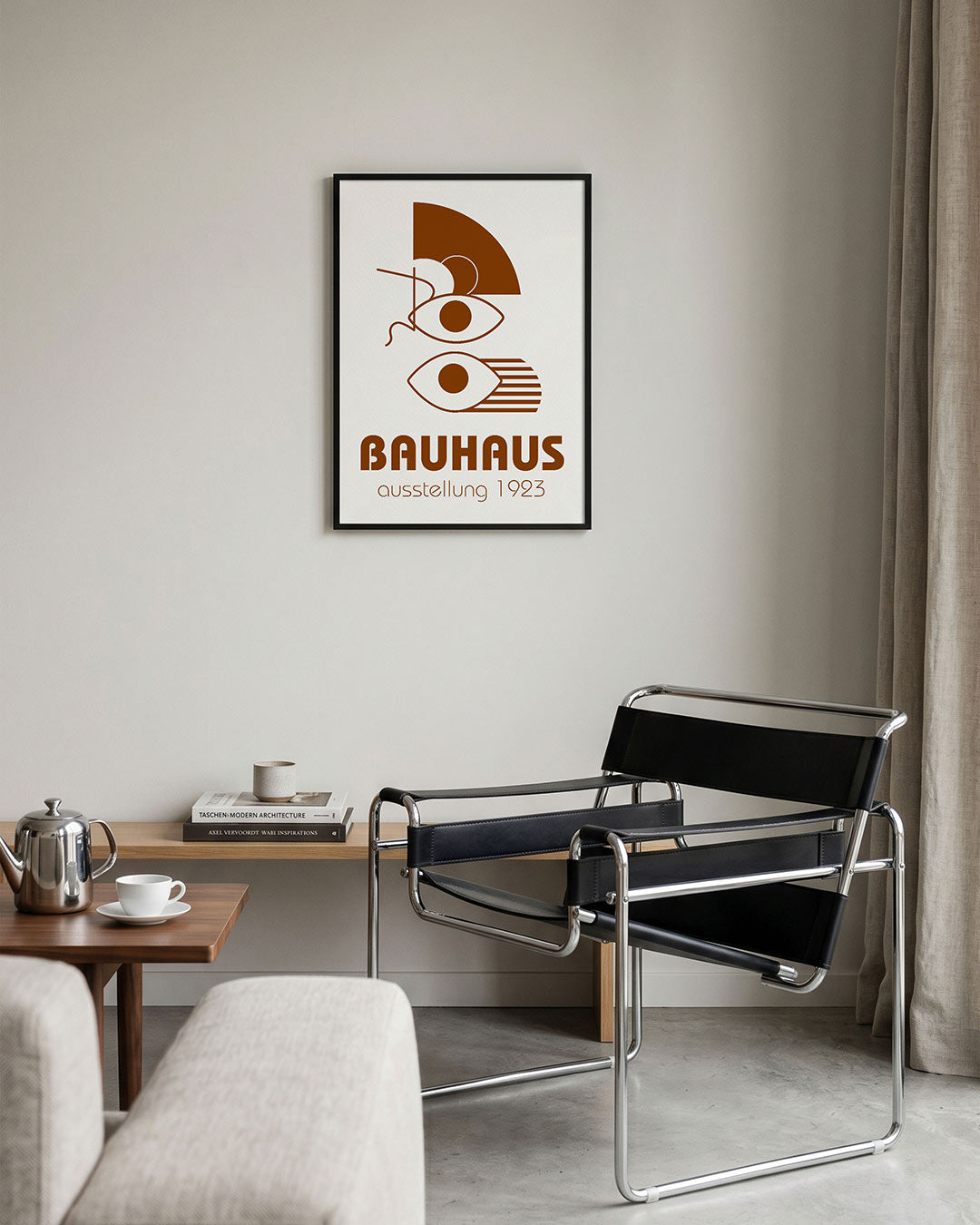 Oog en lijnen – geometrische Bauhaus poster in staand formaat