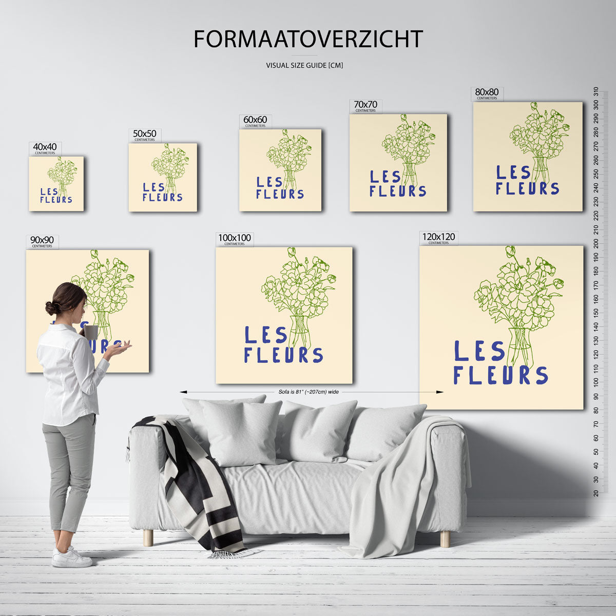 Les fleurs – vierkante muurposter voor keuken of eethoek