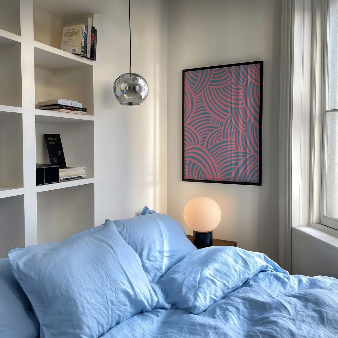 Kleurrijke Abstracte Strepenposter – staande moderne wanddecoratie van WallArtistic