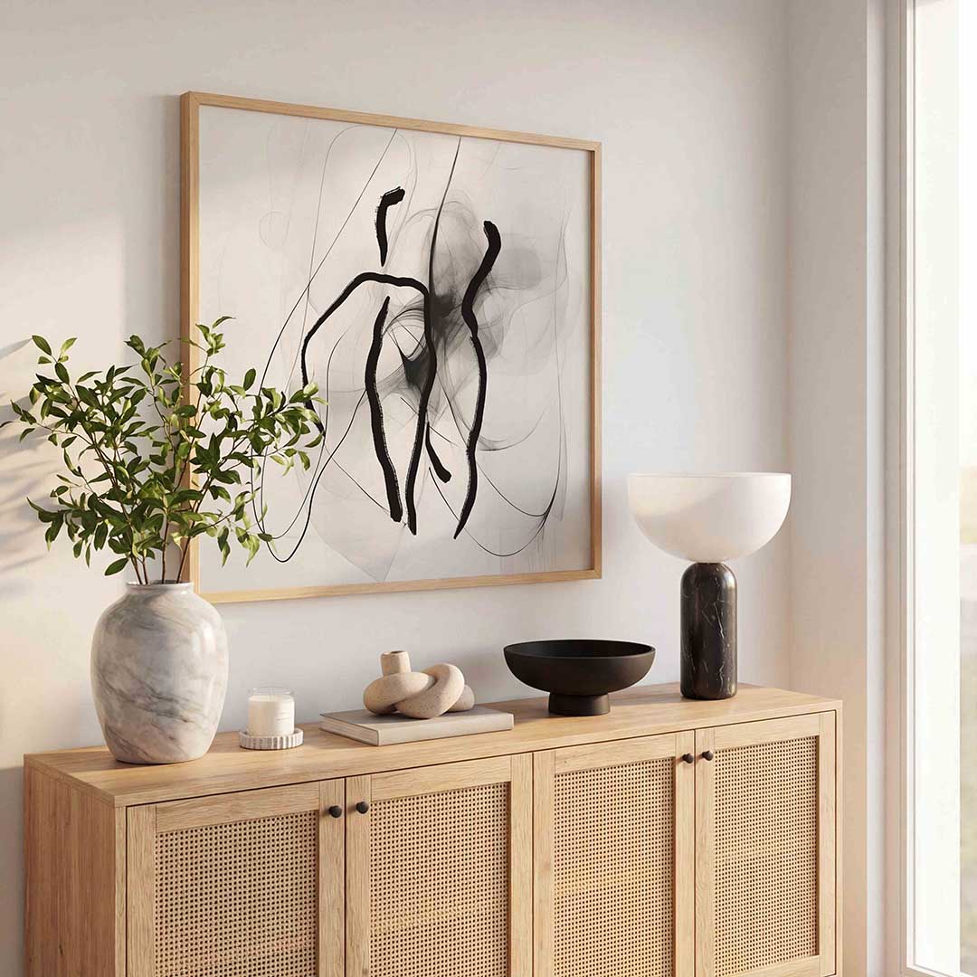 Abstracte lijnen – kleurrijke poster in vierkant formaat