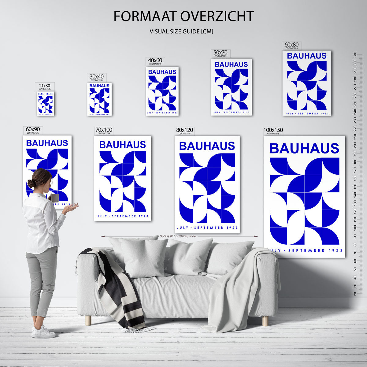 Vormritme en kleur – geometrische poster in Bauhaus-stijl van WallArtistic