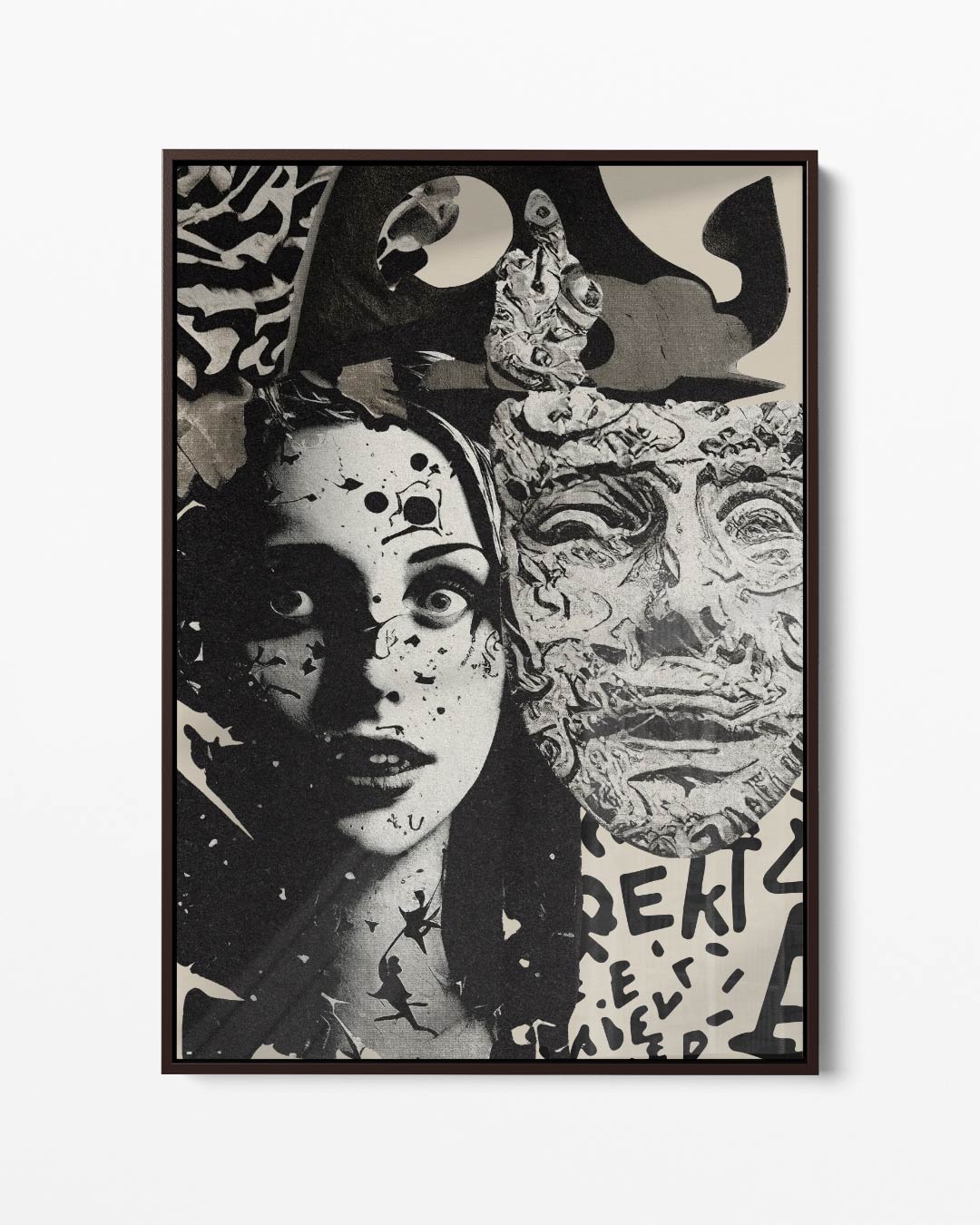 Collage in zwart-wit – portret kunstwerk als wanddecoratie
