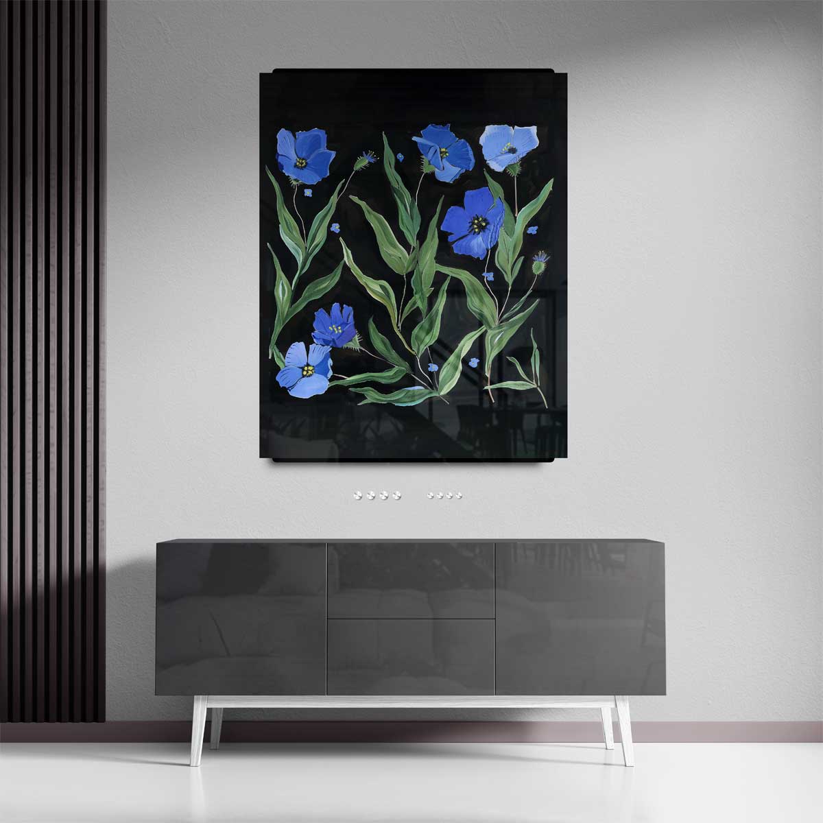 Blauw Bloemenfeest – canvas kunstwerk als wanddecoratie