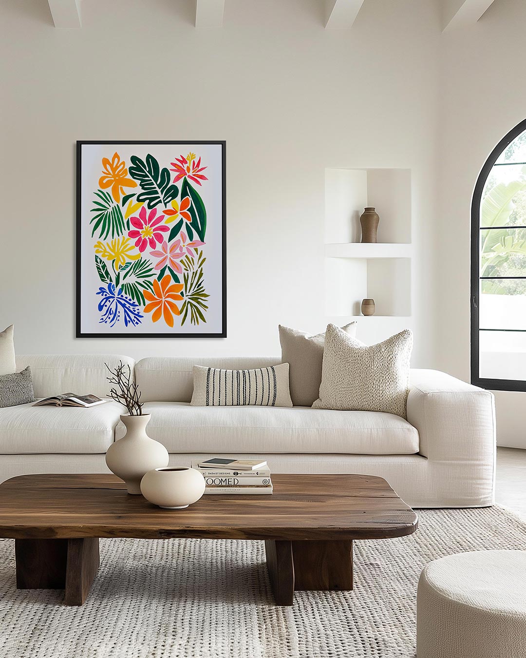 Kleurrijke bloemencompositie – staand wanddecoratie kunstwerk