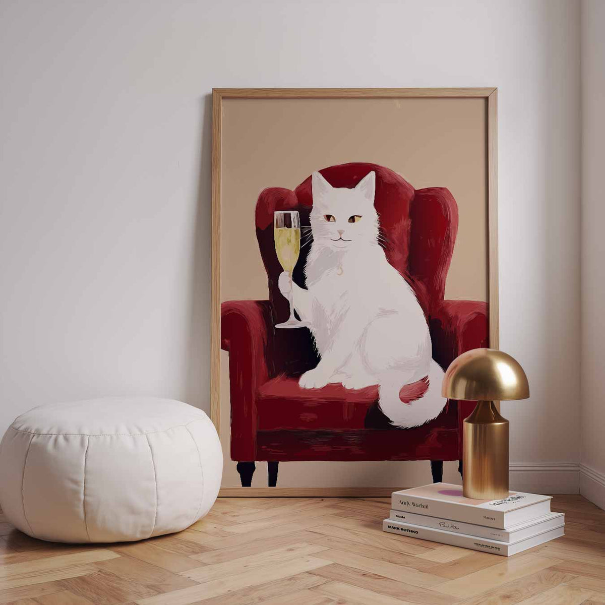 Stijlvolle Kat Met Champagnetoast – dieren poster in staand formaat