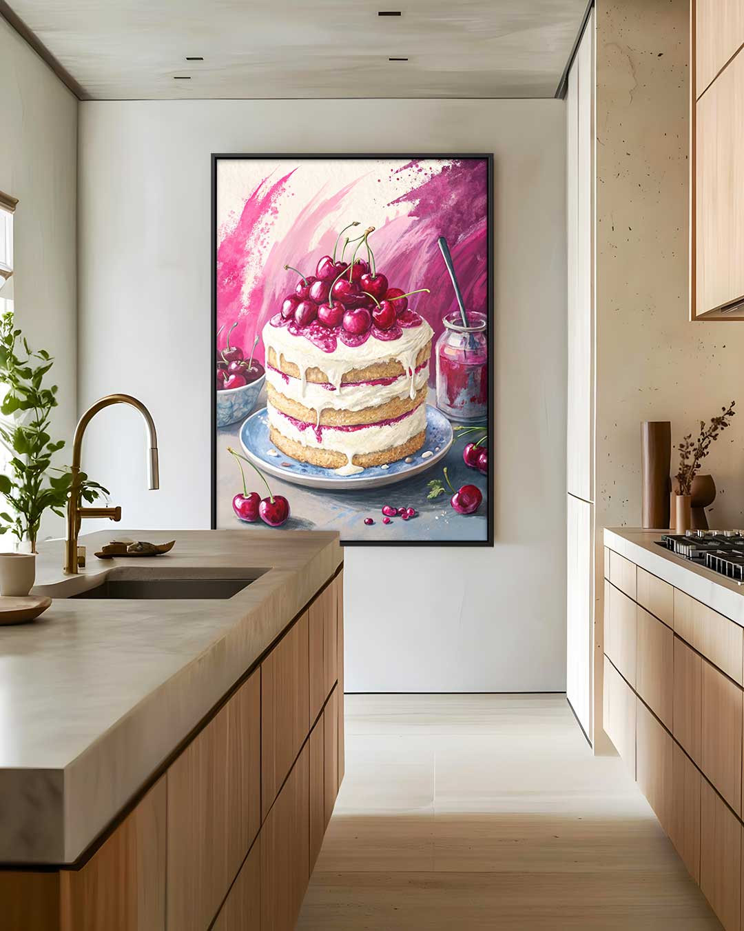 Verrukkelijk Kersentaart Schilderij – staand kunstwerk voor modern interieur